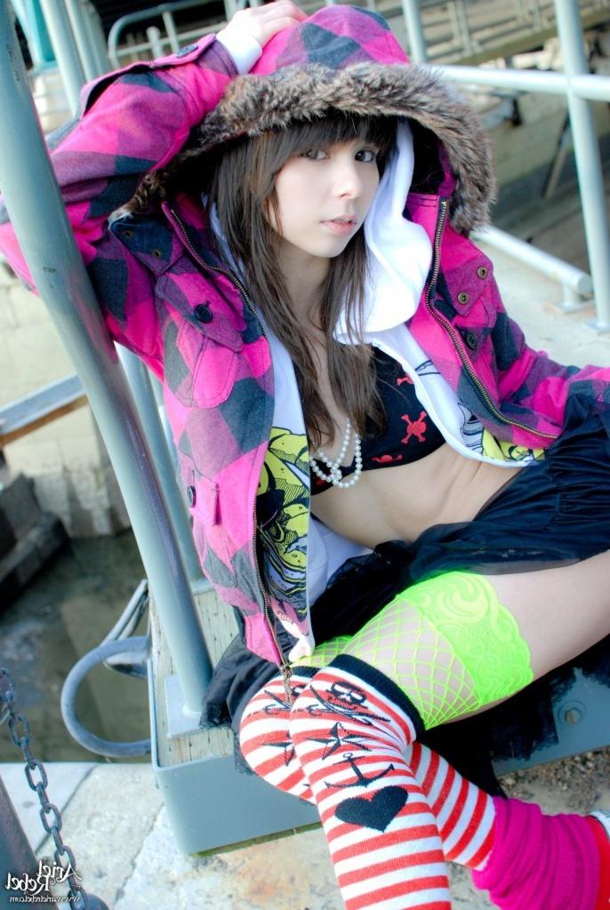 16P Grunge punk girl outside wearing hoodie