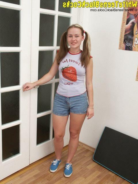 16P teen with pigtails interracial fucking with a big cock