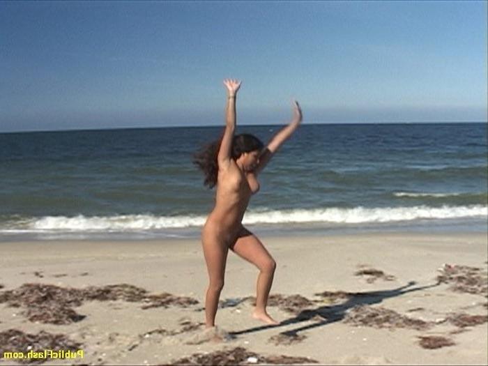 16P Busty Latina Exhibitionist Playing Nude on a Beach