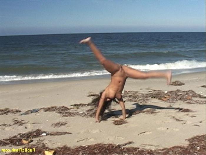 16P Busty Latina Exhibitionist Playing Nude on a Beach