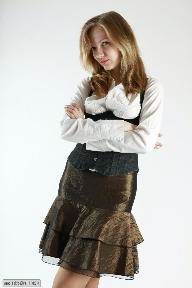 15P Young blonde teacher girl shows her breasts