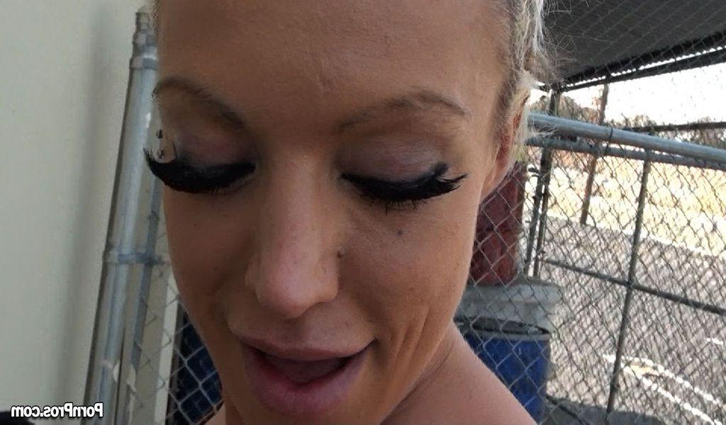 16P Blonde Karmen Jay sucking and fucking outdoors