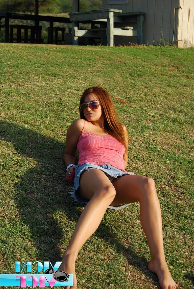 16P Upskirt and topless outside