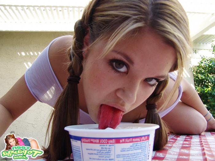 16P Teen babe Topanga gets messy with some coolwhip