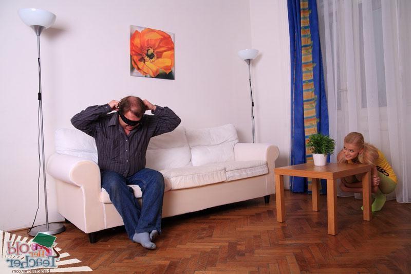 16P Slender blonde plays hide-and-seek with her teacher