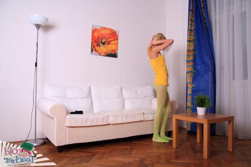 16P Slender blonde plays hide-and-seek with her teacher