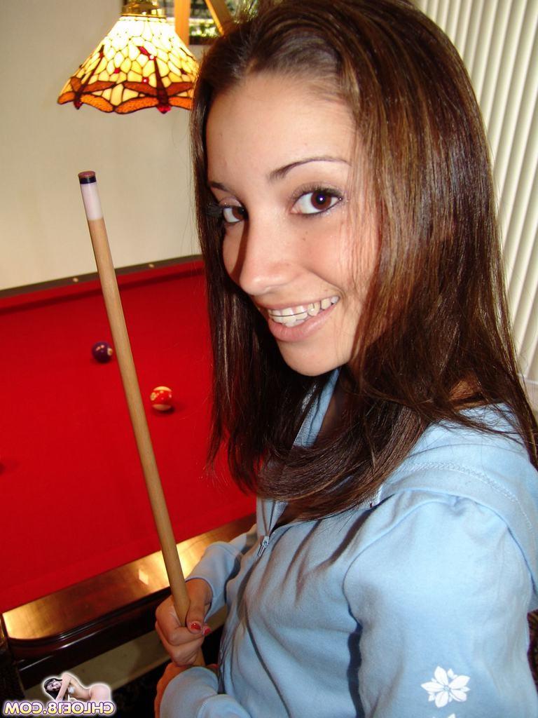 15P Cute skinny eighteen year old strips on pool table