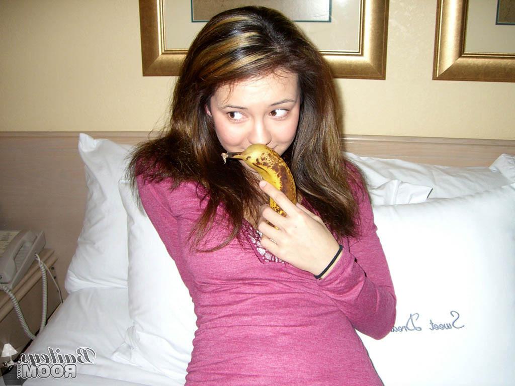 15P Teen in panties gets naughty with a big fat banana