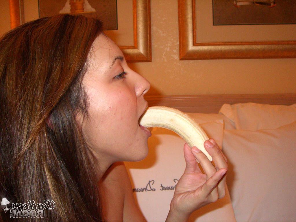 15P Teen in panties gets naughty with a big fat banana