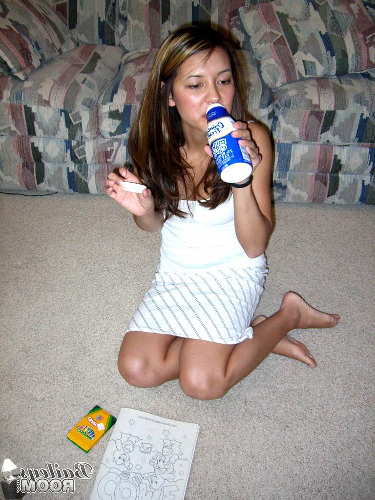15P Exotic teen in panties colors in her coloring book