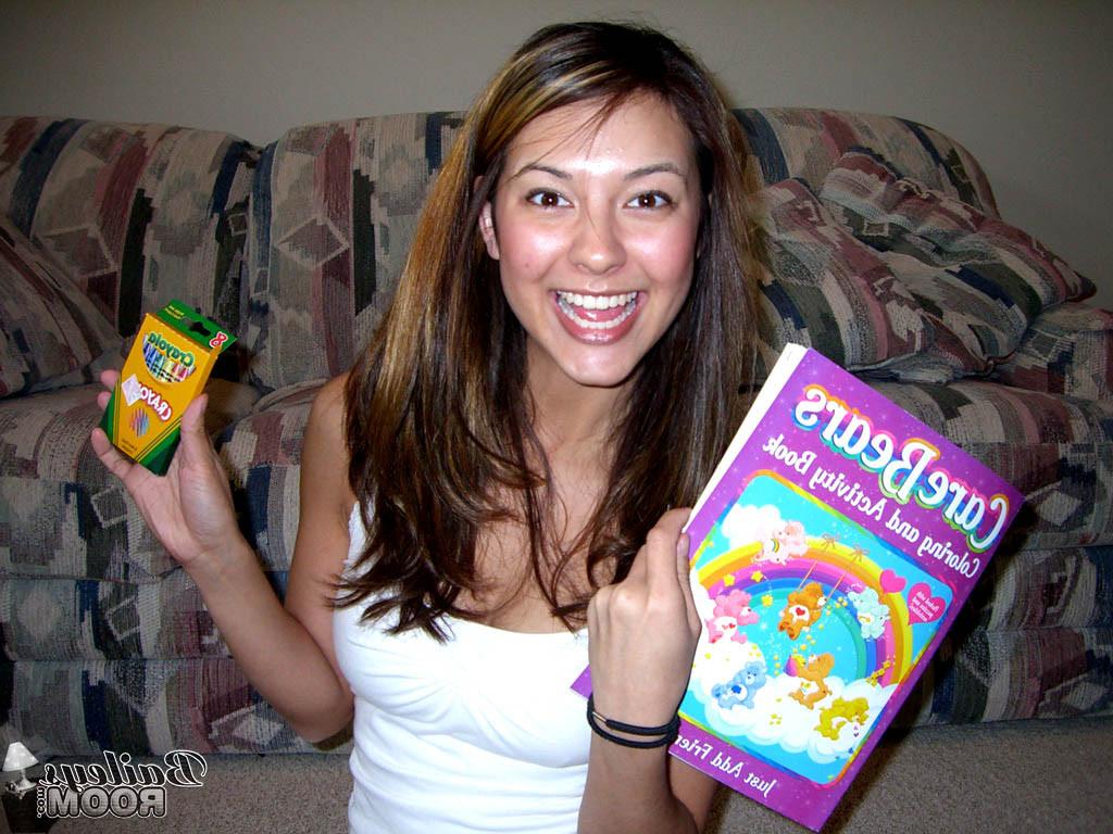 15P Exotic teen in panties colors in her coloring book