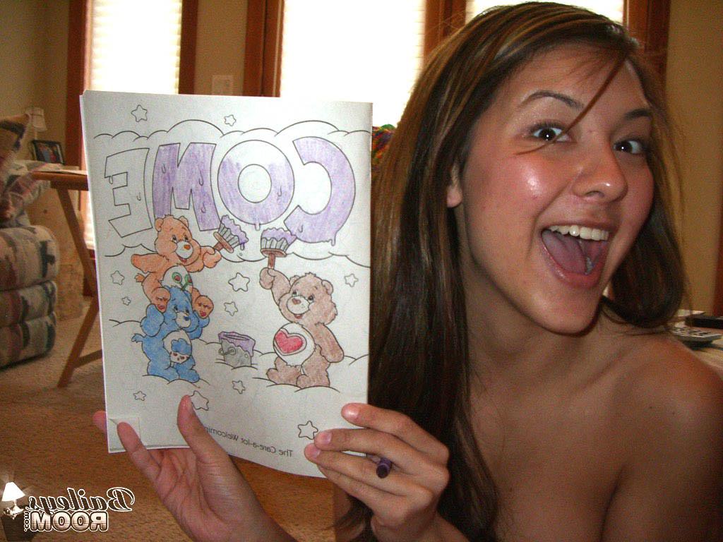 15P Exotic teen in panties colors in her coloring book