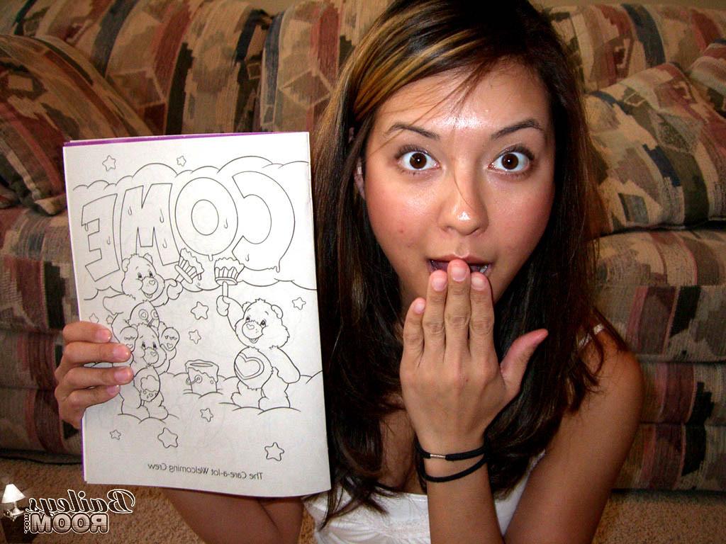 15P Exotic teen in panties colors in her coloring book