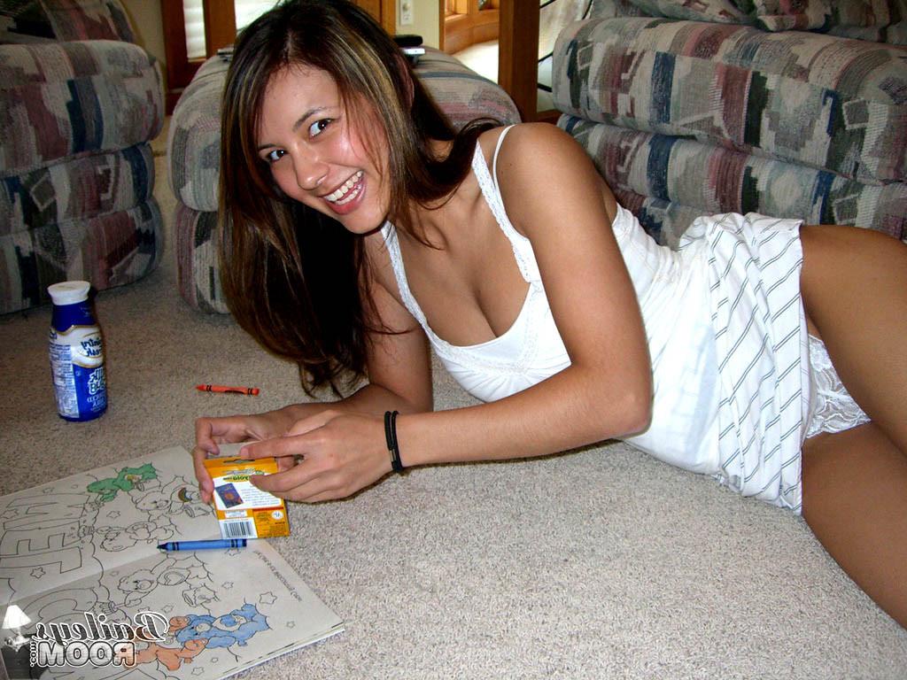 15P Exotic teen in panties colors in her coloring book