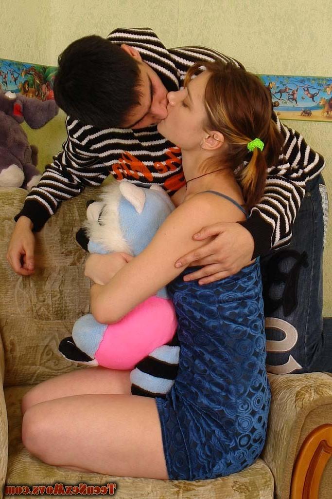 15P Innocent teen with her stuffed animal toys licking a stiff penis