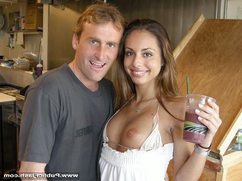 16P Petite Exhibitionist Strips Naked in Smoothie Shop