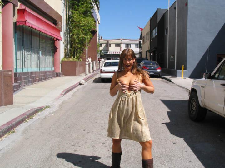 16P Mischievous Exhibitionist Naked Under Her Dress