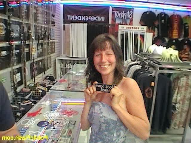 16P Silly Exhibitionist Drops Her Dress in Local Board Shop