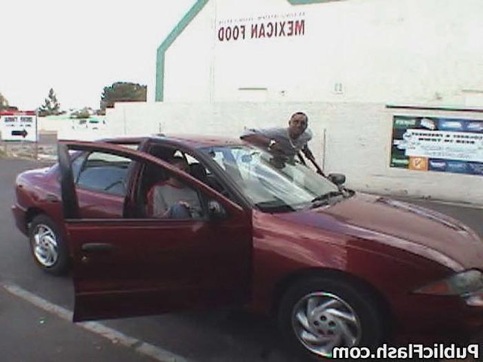16P Flasher Strips Tits n Bits in Front of Local Bottle Shop