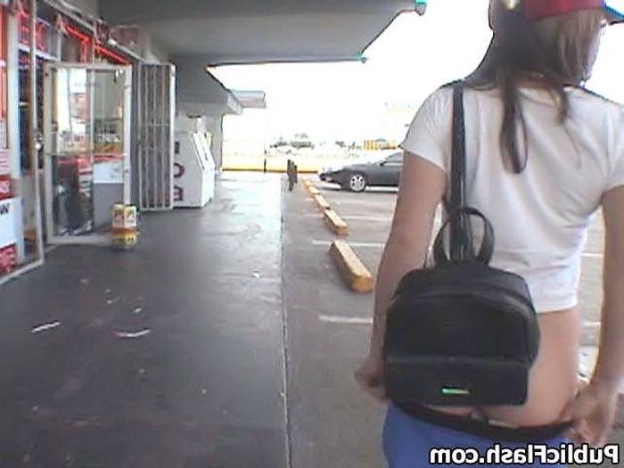 16P Flasher Strips Tits n Bits in Front of Local Bottle Shop