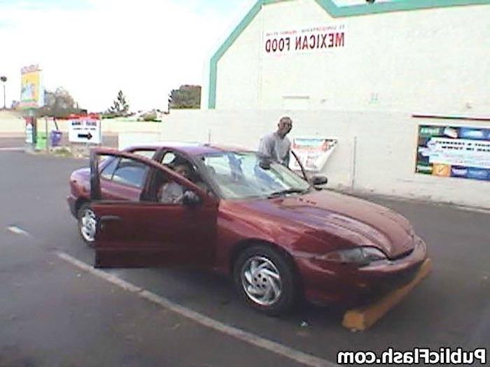 16P Flasher Strips Tits n Bits in Front of Local Bottle Shop