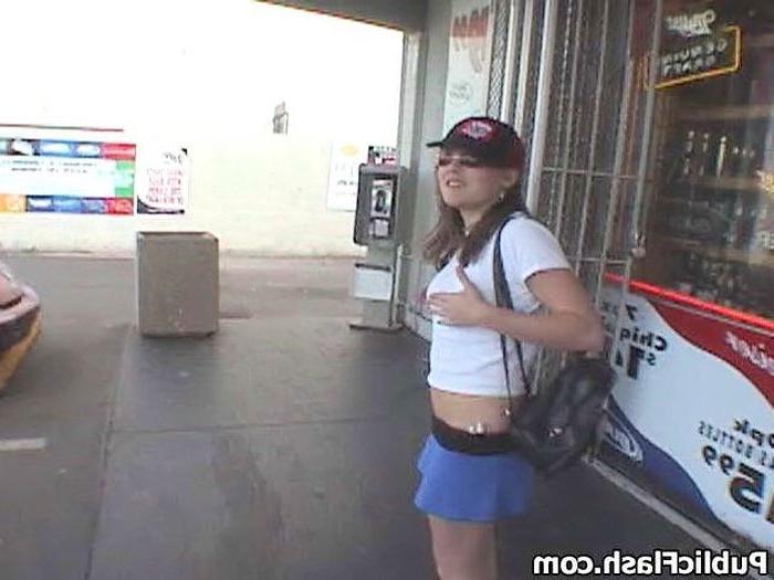 16P Flasher Strips Tits n Bits in Front of Local Bottle Shop