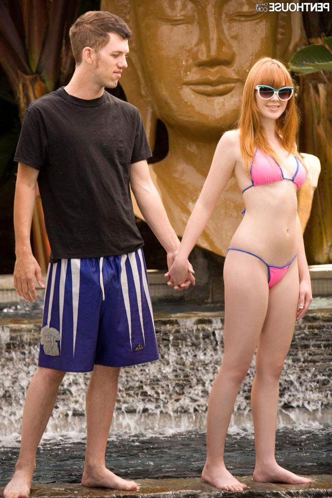 15P Horny redhead Marie McCray meditating and fucking outdoors