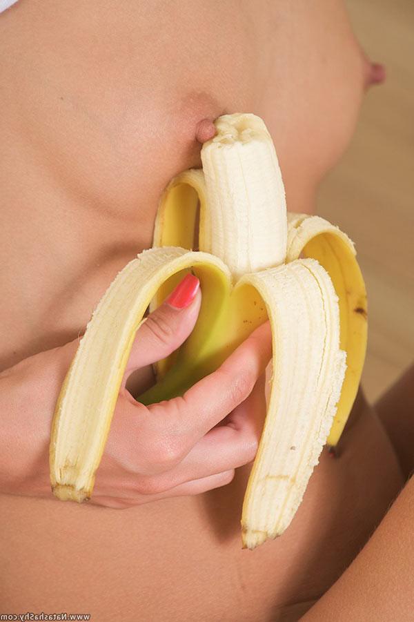 17P Young gorgeous shy Natasha stripping and playing with banana