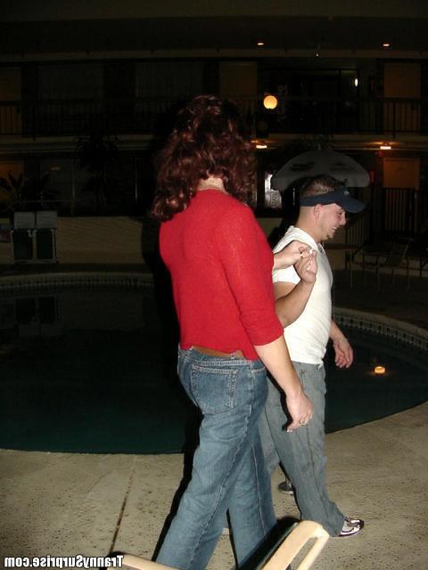 12P Busty tranny in red wanting some man cock