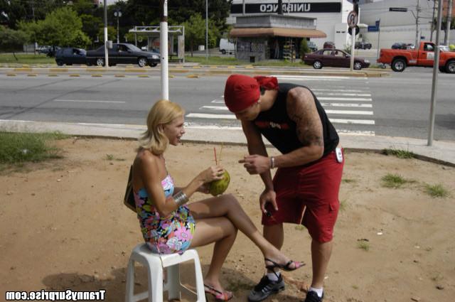 12P Blonde tranny with great rack getting serious dick