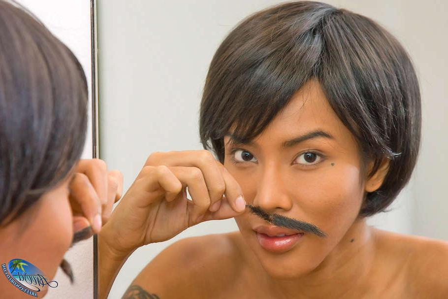 15P Ladyboy Areeya doing some reverse crossdressing