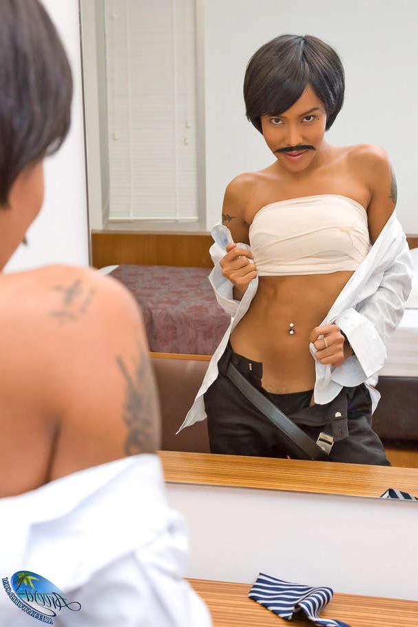 15P Ladyboy Areeya doing some reverse crossdressing