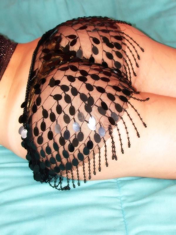 16P Exotic brunette shemale stroking her large package