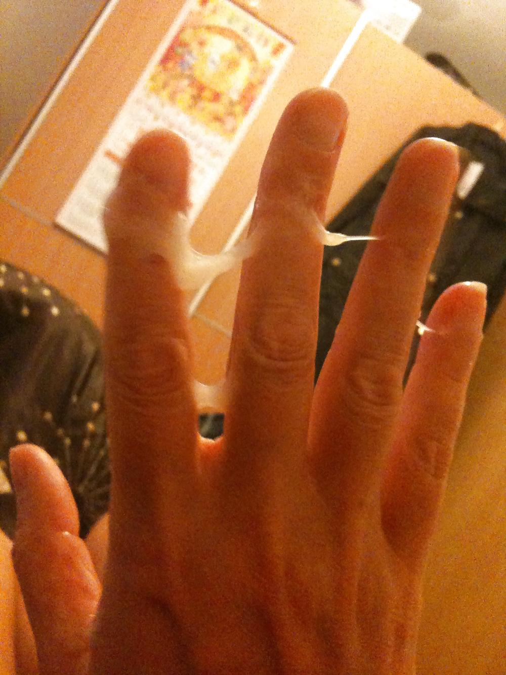 6P Cum covered hand after wanking him off