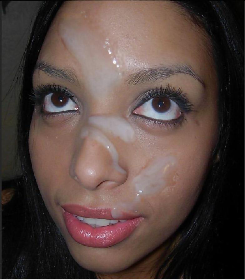 9P Ebony cum on tits