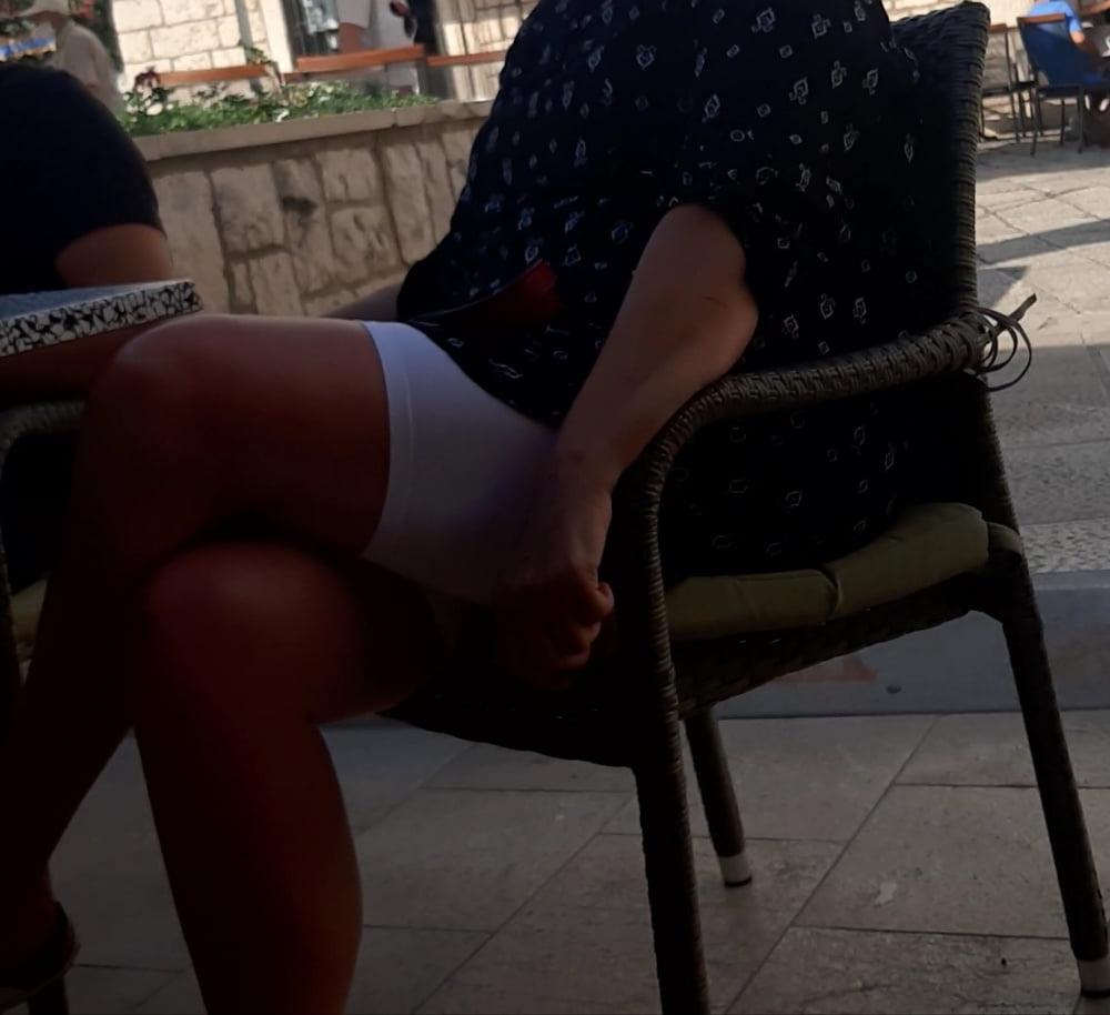 16P Mature in white leggings