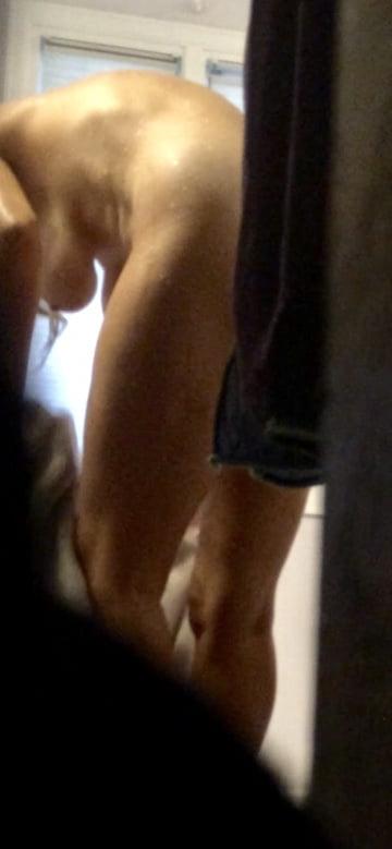 19P MILF with huge natural tits and hairy muff
