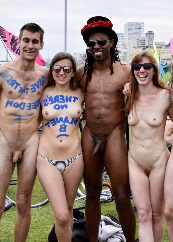 22P NAKED BIKE RIDERS AND PROTESTERS