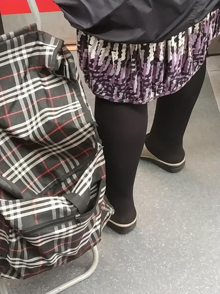 5P Big calves GILF in subway