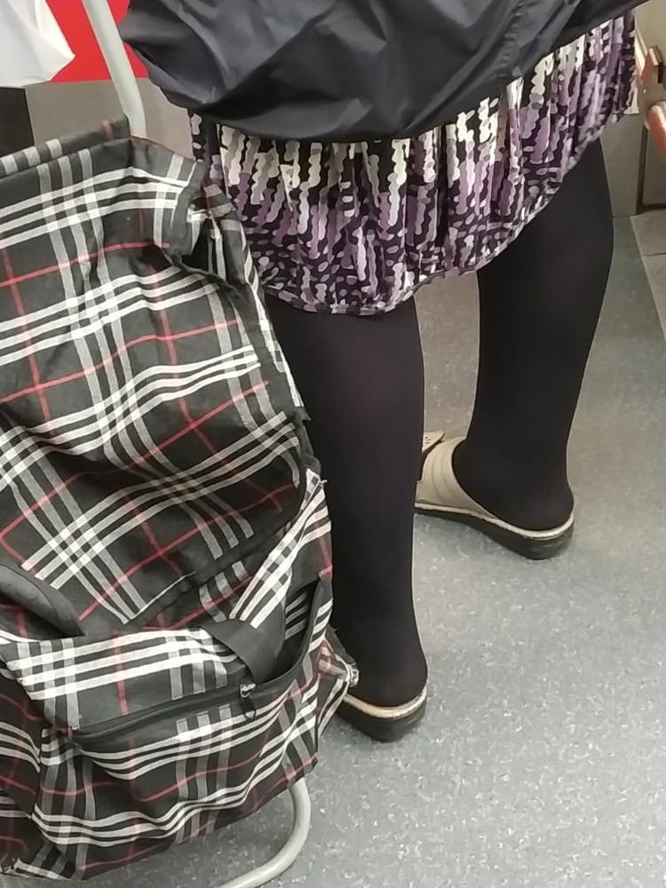 5P Big calves GILF in subway