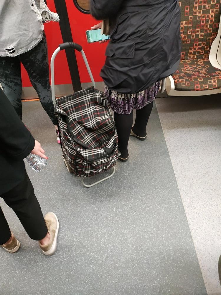 5P Big calves GILF in subway