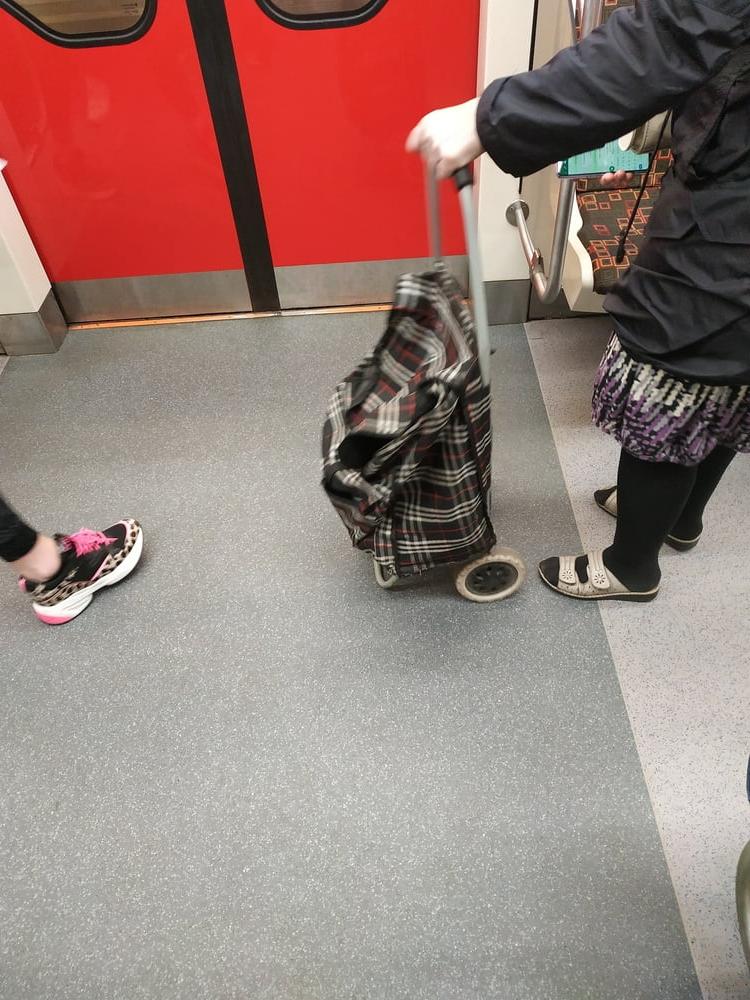 5P Big calves GILF in subway