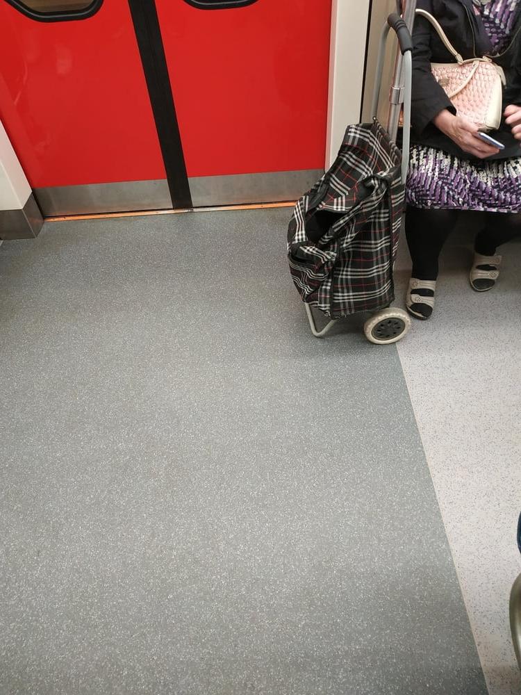 5P Big calves GILF in subway