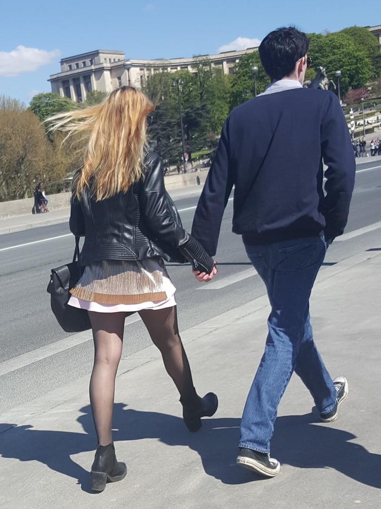 25P pretty blonde in pantyhose with her boyfriend