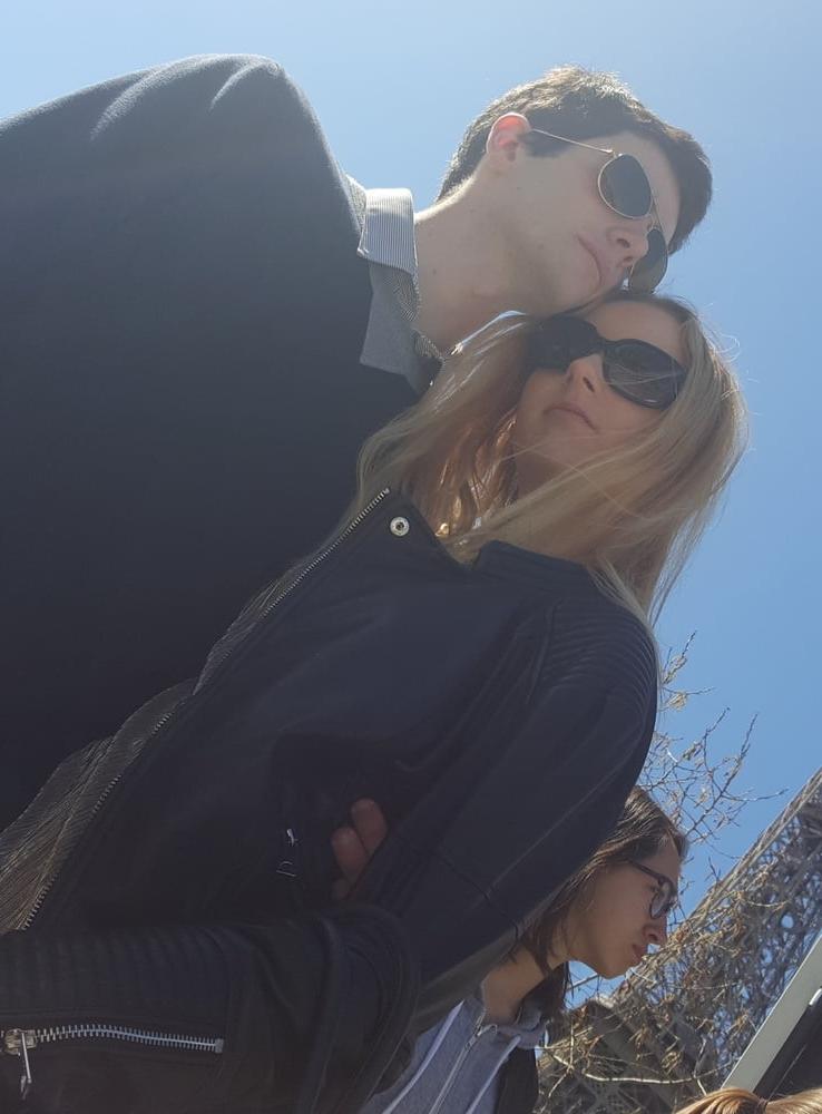 25P pretty blonde in pantyhose with her boyfriend