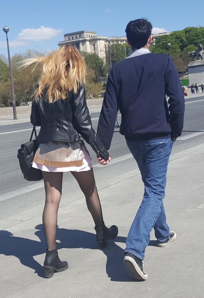 25P pretty blonde in pantyhose with her boyfriend