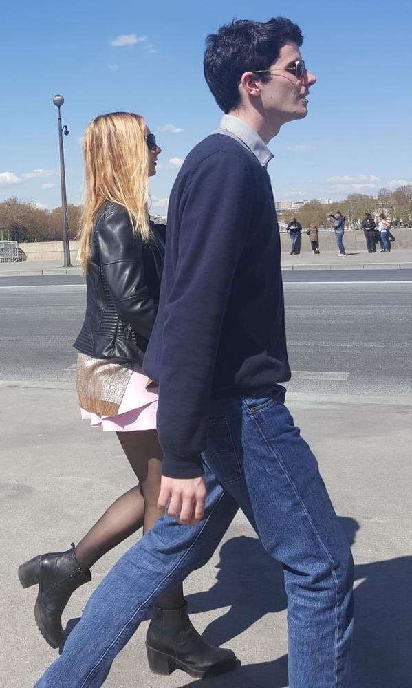 25P pretty blonde in pantyhose with her boyfriend