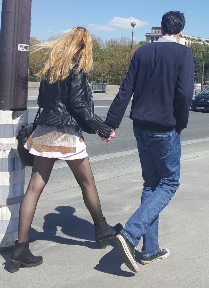 25P pretty blonde in pantyhose with her boyfriend