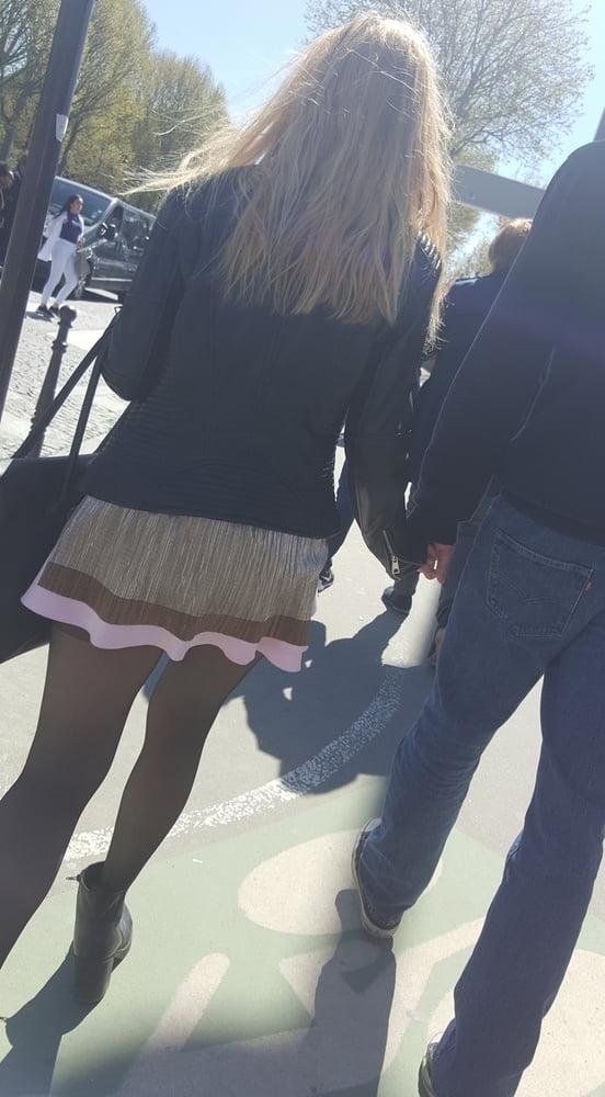 25P pretty blonde in pantyhose with her boyfriend