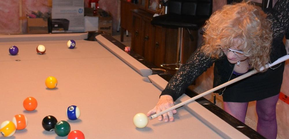 24P Playing pool in Purple Bustier #3